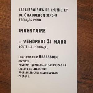 Inventaires librairies le 31 mars 2023